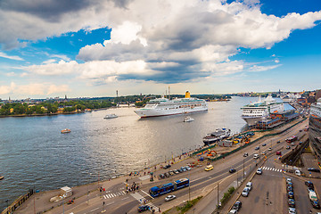 Image showing The big Cruise Ship Aurora in Stockholm