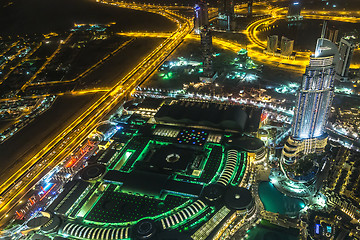 Image showing Address Hotel at night in the downtown Dubai area overlooks the 