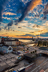 Image showing Scenic summer night panorama of  Stockholm, Sweden