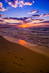 Image showing Dubai sea and beach, beautiful sunset at the beach