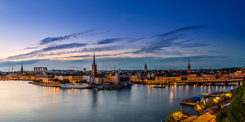 Image showing Scenic summer night panorama of  Stockholm, Sweden