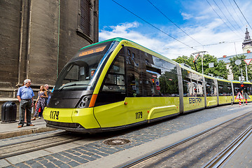 Image showing Tram in the historic center of Lviv