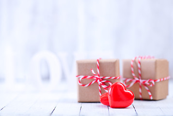 Image showing presents and hearts