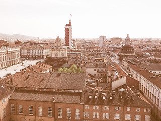 Image showing Retro looking Piazza Castello Turin