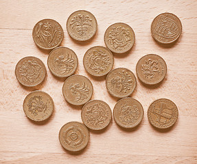 Image showing  Pound coins vintage