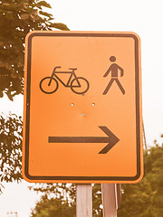 Image showing  Bike lane sign vintage