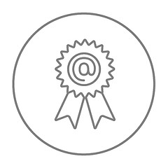 Image showing Award with at sign line icon.