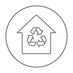 Image showing House with recycling symbol line icon.