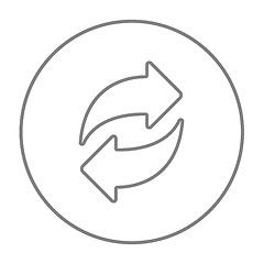 Image showing Two circular arrows line icon.