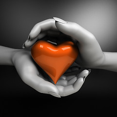 Image showing Close up of woman hands holding heart