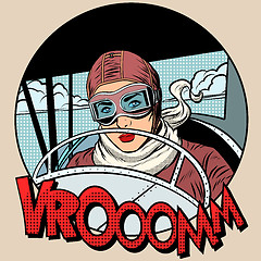 Image showing Retro Aviator woman on the plane