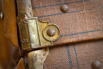 Image showing Old canvas trunk detail close up