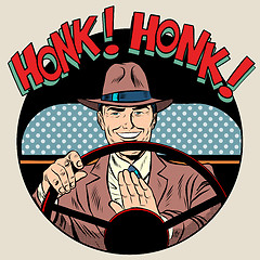 Image showing honk vehicle horn driver man