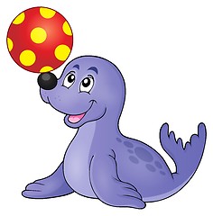 Image showing Seal playing with ball theme 1