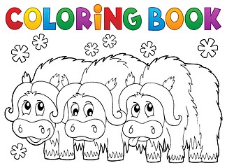 Image showing Coloring book with three muskoxen