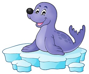 Image showing Happy seal on iceberg theme 1