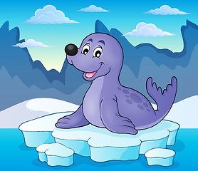 Image showing Happy seal on iceberg theme 2