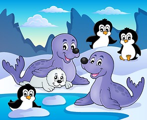 Image showing Seals and penguins theme image 1