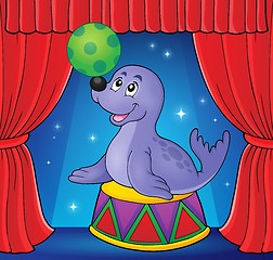 Image showing Seal playing with ball theme 3