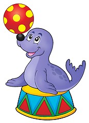 Image showing Seal playing with ball theme 2