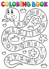Image showing Coloring book snake with alphabet theme