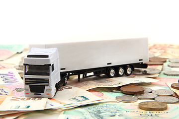 Image showing white truck and czech money