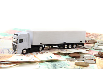 Image showing white truck and czech money