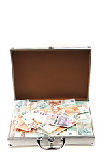Image showing czech money in the aluminum suitcase