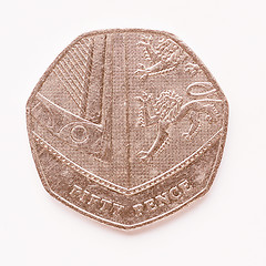 Image showing  UK 50 pence coin vintage