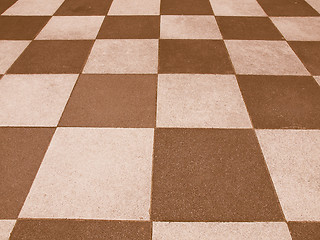 Image showing Retro looking Checkered floor tiles