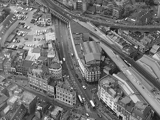 Image showing Black and white Aerial view of London