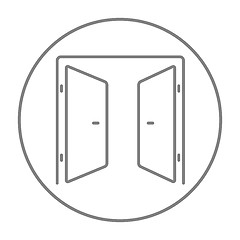 Image showing Open doors line icon.