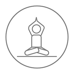 Image showing Man meditating in lotus pose line icon.