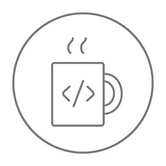 Image showing Cup of coffee with code sign line icon.