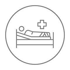 Image showing Patient lying on bed line icon.