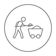 Image showing Mining worker with trolley line icon.