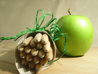 Image showing Pencils & fruit