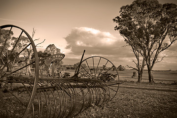 Image showing plough in sepia