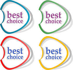 Image showing Best choice, offer and seller labels with ribbon. Vector.