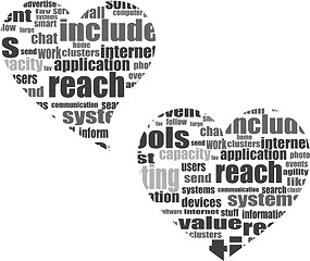 Image showing vector Social media love concept in word tag cloud of think bubble