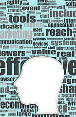 Image showing the silhouette of his head with the words on the topic of social networking