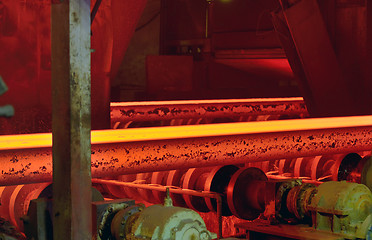 Image showing hot steel on conveyor