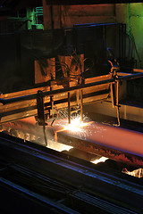 Image showing Gas cutting of the hot steel