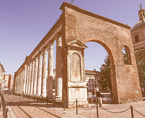 Image showing Retro looking Colonne di San Lorenzo Milan