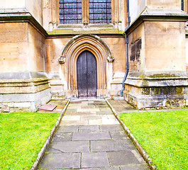 Image showing rose window weinstmister  abbey in london old church door and ma