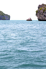 Image showing   blue lagoon  stone in thailand kho  t of a  water   south chin
