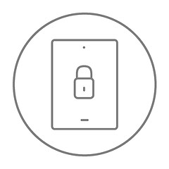 Image showing Digital tablet security line icon.