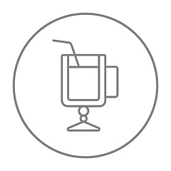 Image showing Glass with drinking straw line icon.