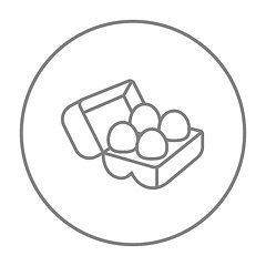 Image showing Eggs in carton package line icon.