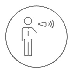 Image showing Businessman with megaphone line icon.